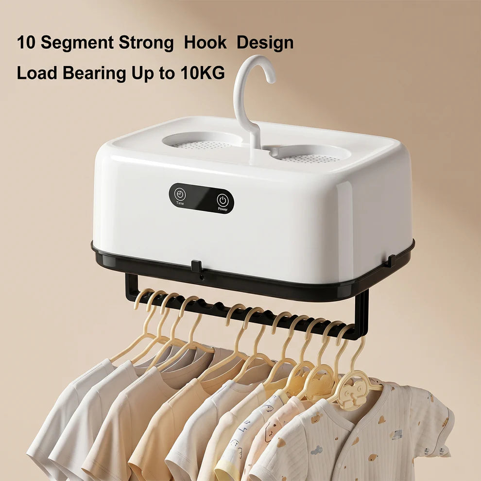 Portable Clothes Folding Dryer with 10-Hook Load Bearing Rack, Compact Mini Dryer Machine for Shirts, Baby Clothes, Underwear & Travel Use
