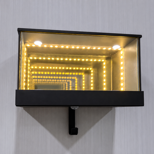 Infinity Garage™ LED Key Holder & Mini Car Display Case | 3D Infinity Mirror Wall Organizer 🔑